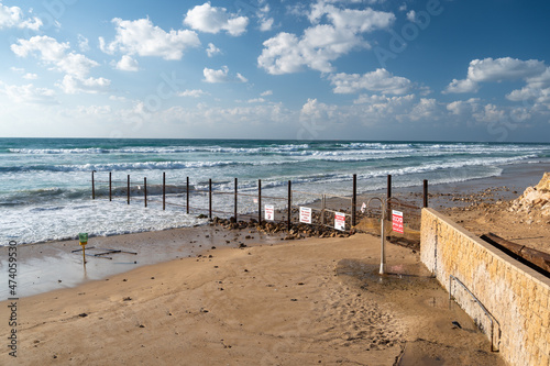 Views of Argaman Beach in Netanya in israel © Uri