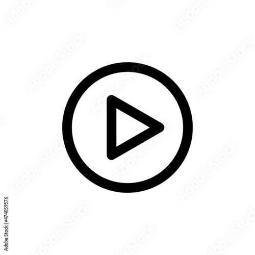 Free Download Play button icon. Video and music play icon. A triangle within a circle is a media player symbol. Video and audio multimedia reproduction. Isolated raster illustration on white background. - GFXLoad