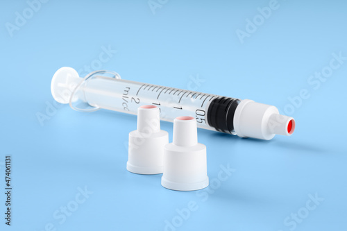 Nasal vaccine against COVID-19 (SARS-CoV-2). A lighter version of the coronavirus vaccine. 3D rendering