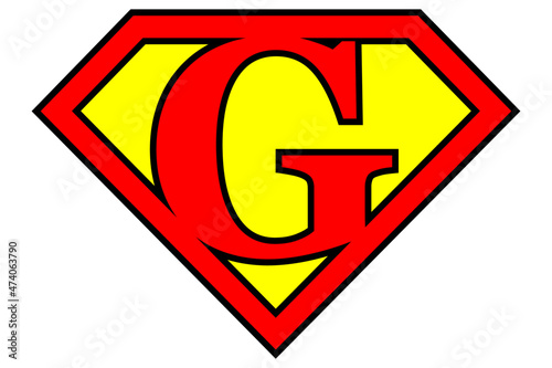 Superhero letter g, super g letter, vector illustration