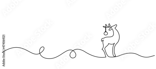 Merry Christmas decoration. Wavy line with Christmas deer