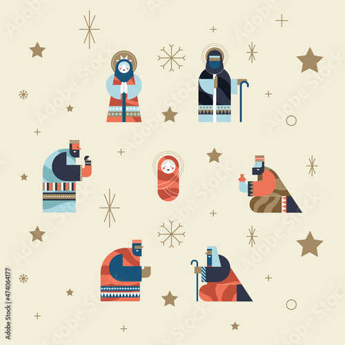 seven nativity manger characters