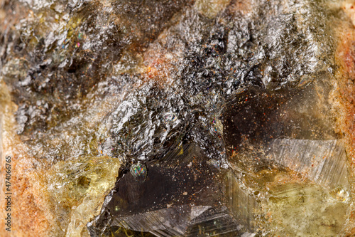 Macro stone Grossular mineral on white background