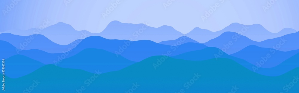 creative hills slopes at dawn digital graphic backdrop illustration