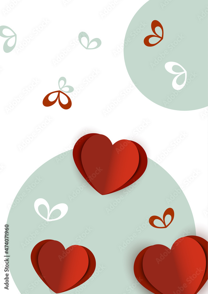 Valentine's hearts. Paper flying elements on a white background. Vector love symbols in the shape of a heart for Happy Women's, Mother's Day, Valentine's Day, greeting card