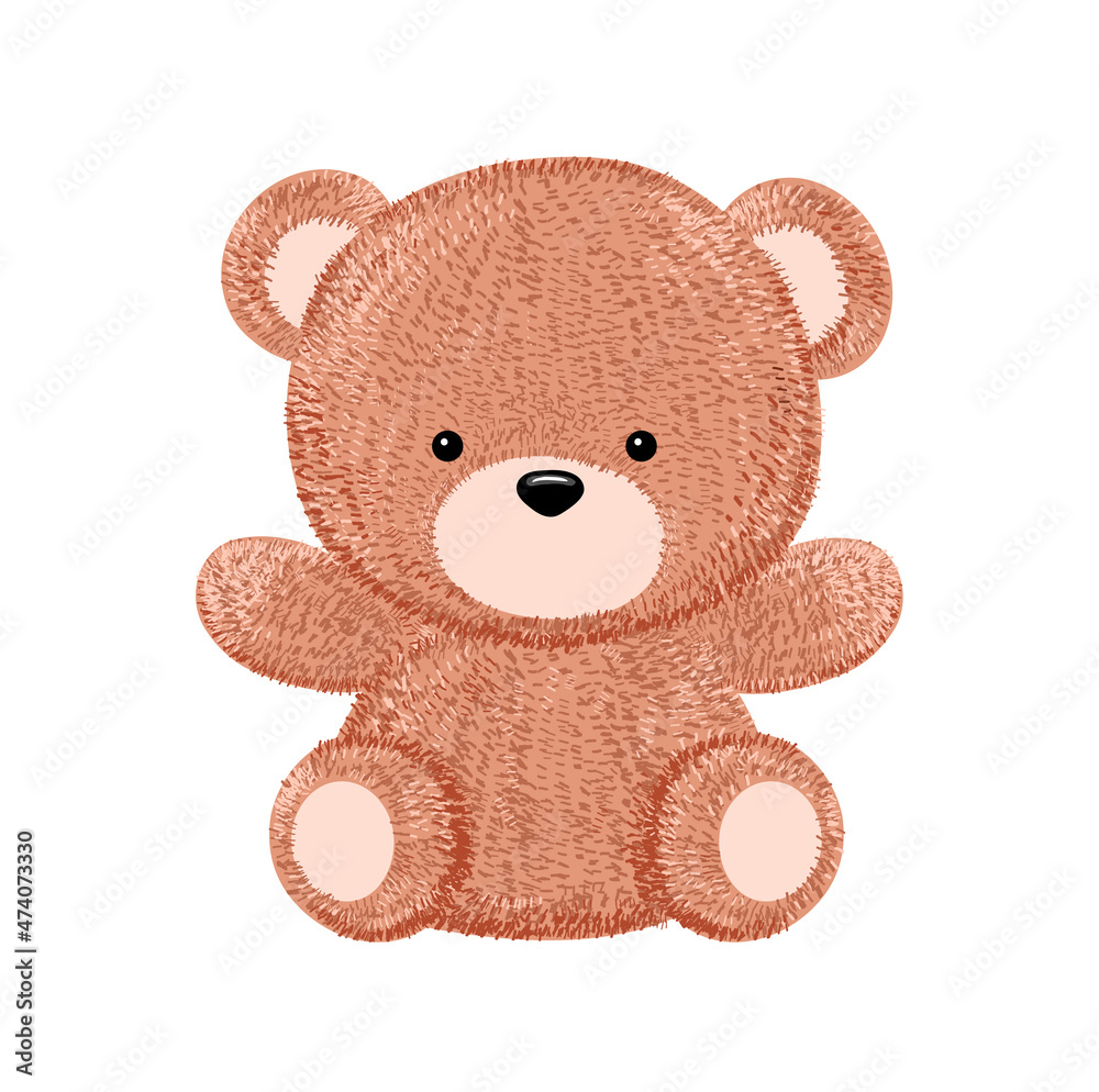 Cute funny little baby bear toy. Vector cartoon kawaii hand drawn pencil  style character illustration. Funny happy bear,kids,baby,childish character  print for clothing,card,t shirt,logo,poster concept Stock Vector | Adobe  Stock