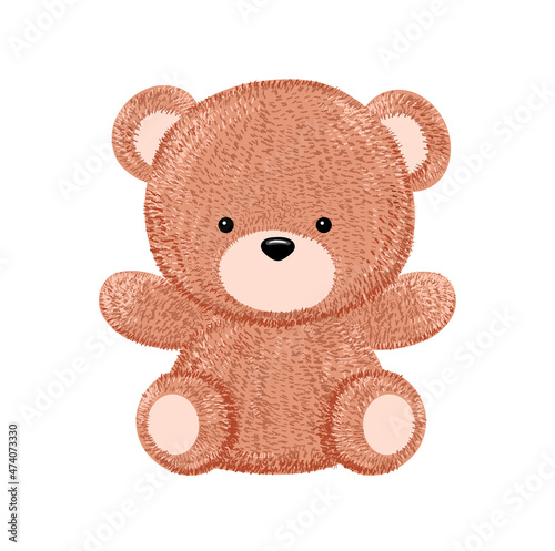 Cute funny little baby bear toy. Vector cartoon kawaii hand drawn pencil style character illustration. Funny happy bear,kids,baby,childish character print for clothing,card,t shirt,logo,poster concept