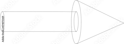 Vector illustration of an original arrow pointing to the right, designed with dotted strokes