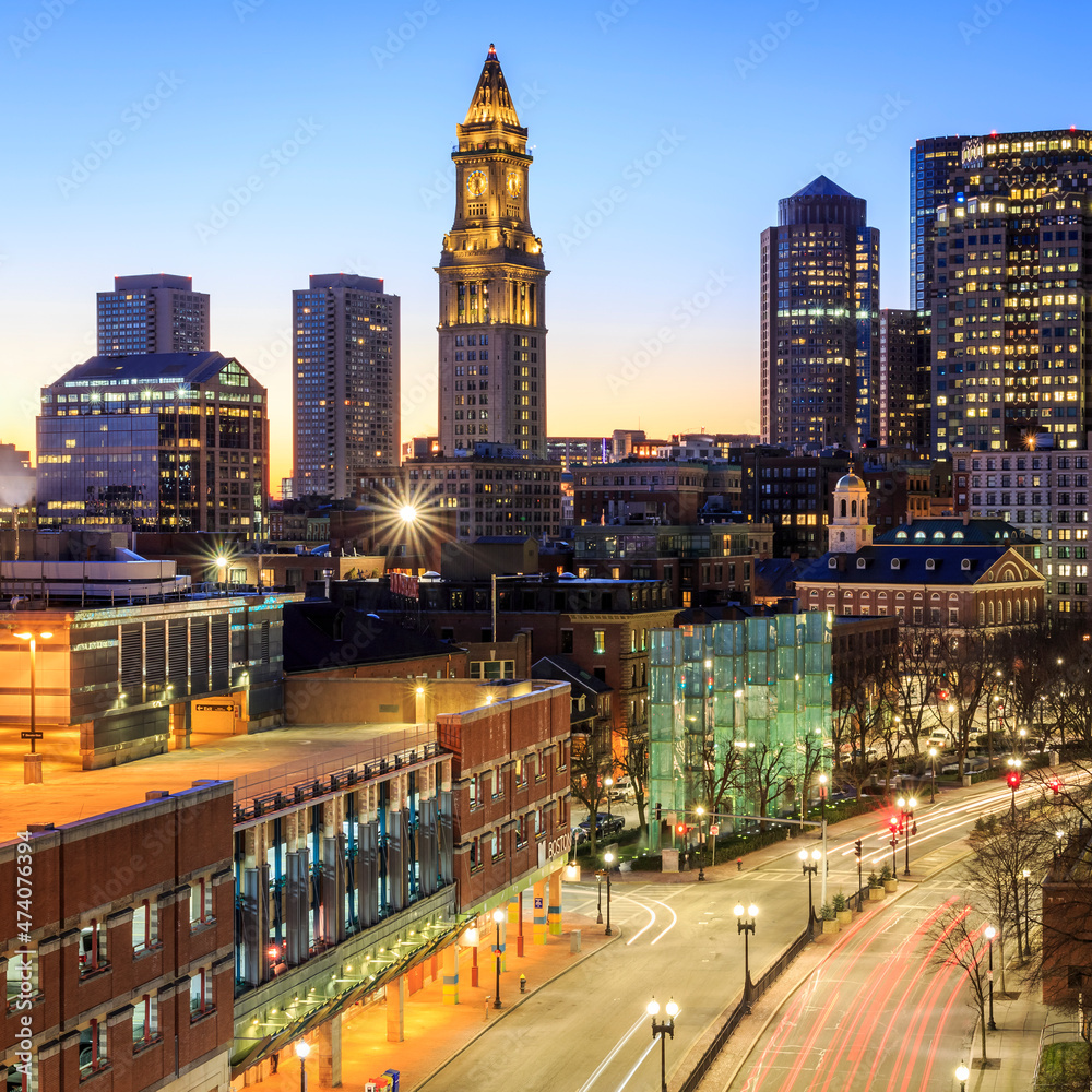 Fototapeta premium Aerial view of Boston in Massachusetts, USA.