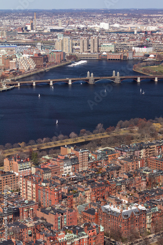 Aerial view of Boston in Massachusetts, USA.