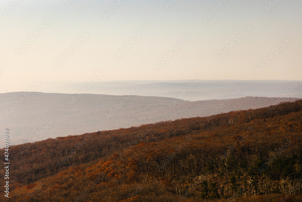 Misty view of the Catskill mountains Misty view of the Catskill mountains