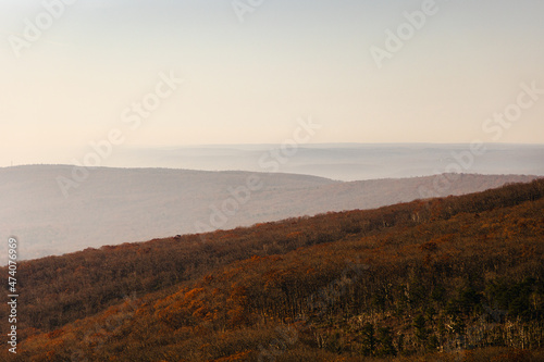 Misty view of the Catskill mountains