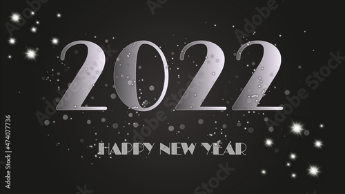 Happy New Year 2022 with grey background