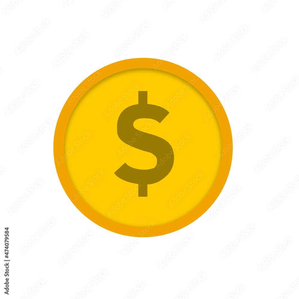 gold coin icon with dollar sign. Vector illustration isolated on white background. gold coin icon with dollar sign. Vector illustration isolated on white background.
