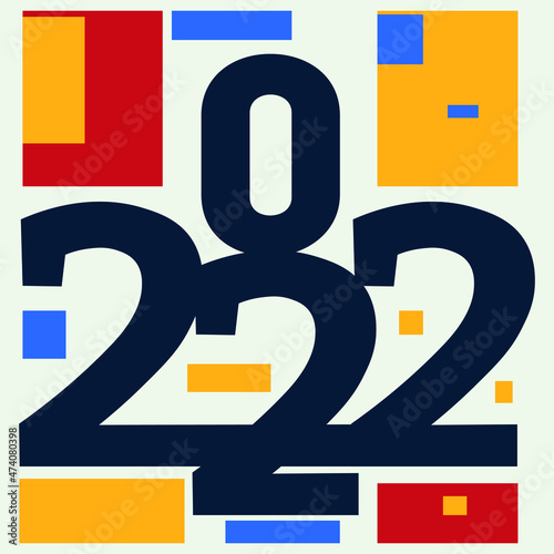 Colored 2022 Happy New Year. Elegant design of colorful 2022 logo numbers. Perfect typography for design and new year celebration invite. Christmas vector illustration. Isolated on white background.