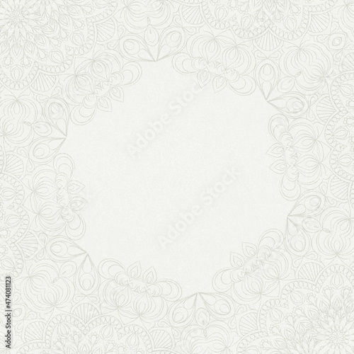White subtle frame. Beautiful floral ornament. Perfect for winter photos, invitations or wedding design. 