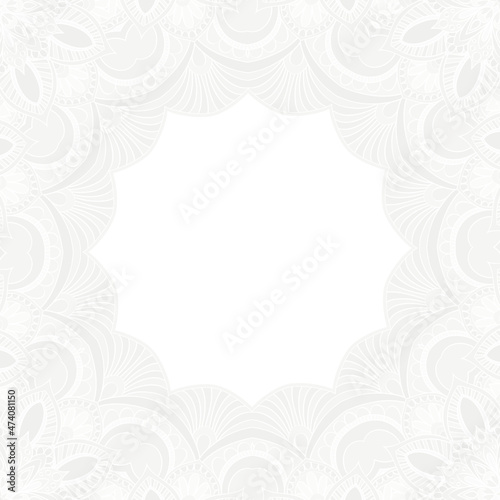 White subtle frame. Beautiful floral ornament. Perfect for winter photos, invitations or wedding design. 