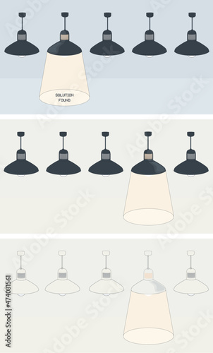 Light. Pendant lamps with light bulb. Vector set.