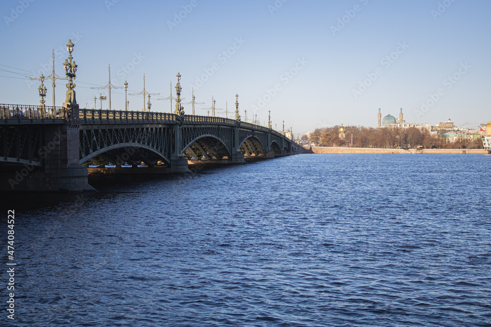 St. Petersburg, Troitsky bridge, Neva river