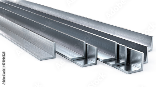 Metal products profiles isolated on a white background. 3d rendering