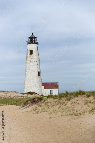 Seagull hovering over the Great Point Lighthouse on Nantucket. © Cavan
