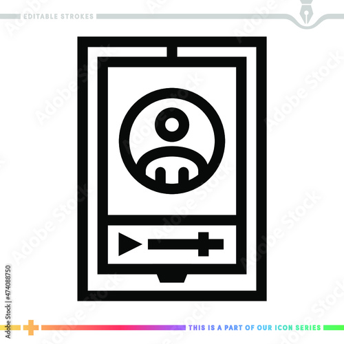 Line icon for online video calling illustrations with editable strokes. This vector graphic has customizable stroke width.