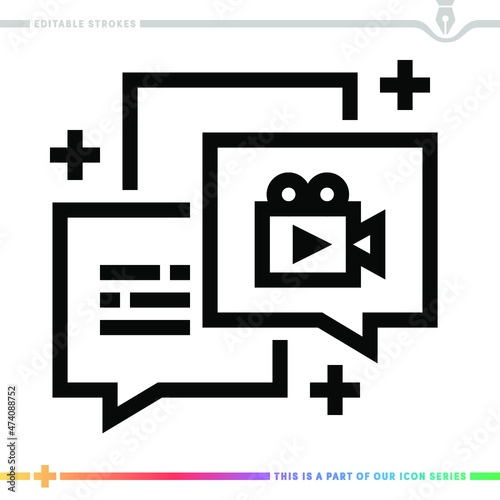 Line icon for broadcast chat illustrations with editable strokes. This vector graphic has customizable stroke width.