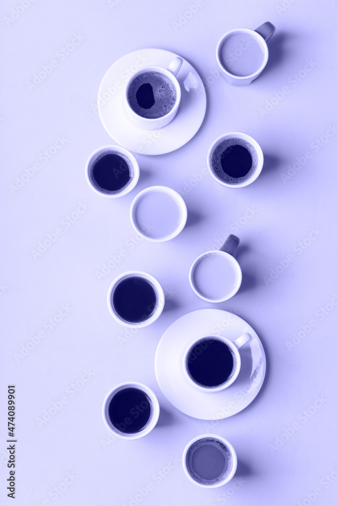 Creative flat lay with assortment of coffee cups Creative flat lay with assortment of coffee cups