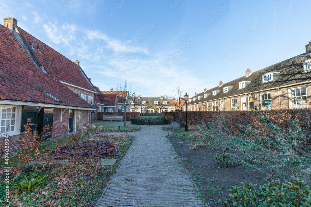Old historic almshouse in the center of Amersfoort.