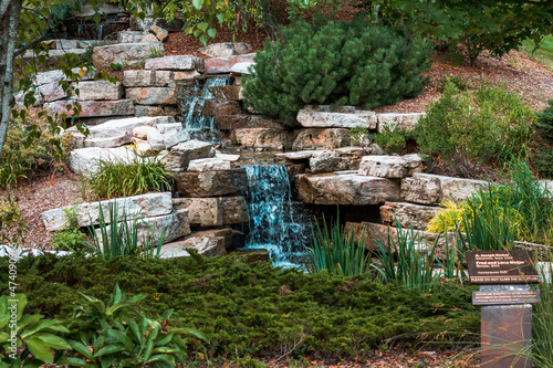 Small waterfall in a garden