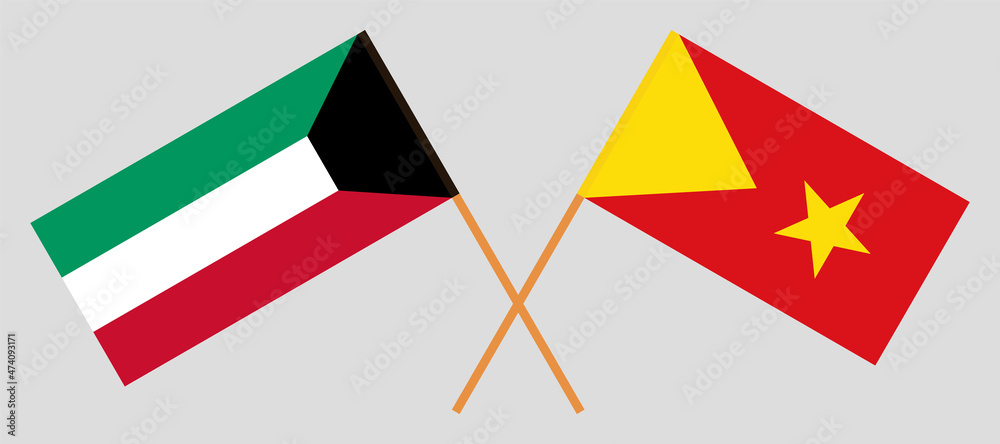Crossed flags of Kuwait and Tigray. Official colors. Correct proportion Crossed flags of Kuwait and Tigray. Official colors. Correct proportion