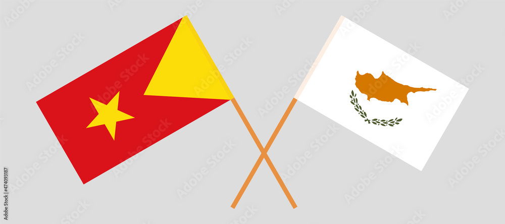 Crossed flags of Tigray and Cyprus. Official colors. Correct proportion Crossed flags of Tigray and Cyprus. Official colors. Correct proportion