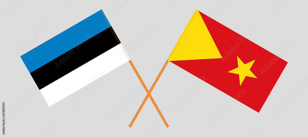 Crossed flags of Estonia and Tigray. Official colors. Correct proportion Crossed flags of Estonia and Tigray. Official colors. Correct proportion