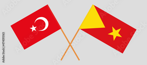Crossed flags of Turkey and Tigray. Official colors. Correct proportion