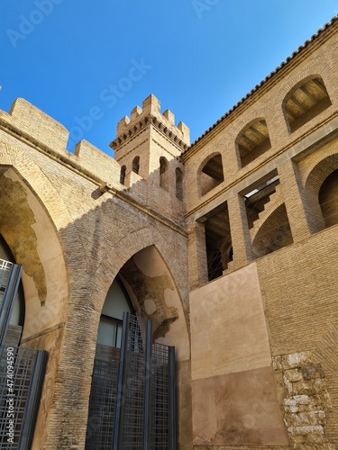 large historic palace aljafer  a in saragossa spain on a warm sunny day