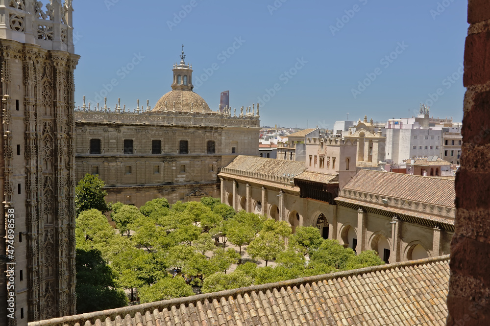 Patio de los Naranjos, inner courtyard with trees of Seville cathedral of Saint mary of the see