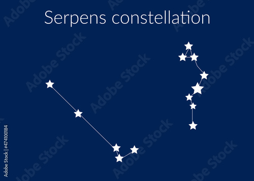 Serpens zodiac constellation sign with stars on blue background of cosmic sky