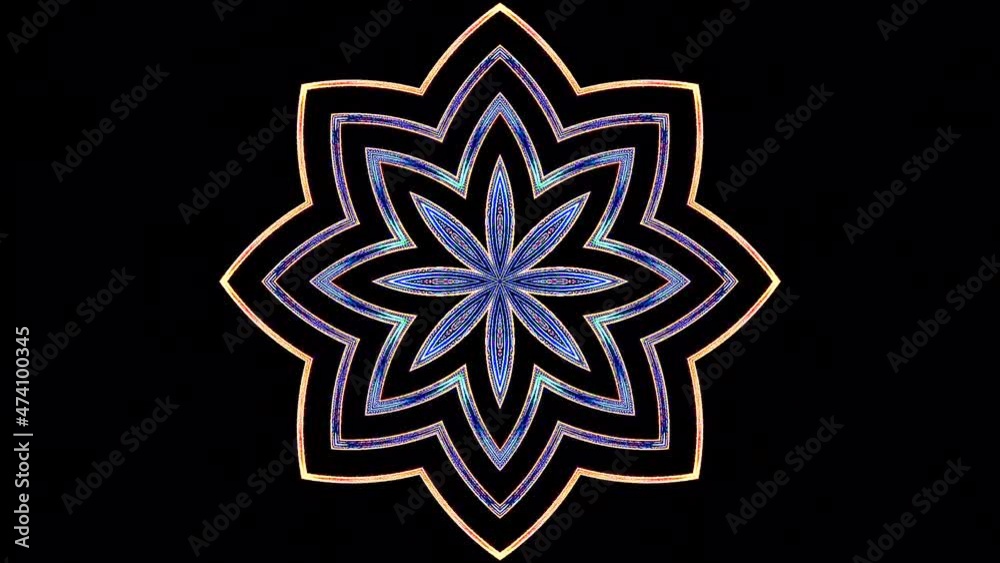 shining bright stripes star shape, set wave motion, colorful, on black background shining bright stripes star shape, set wave motion, colorful, on black background