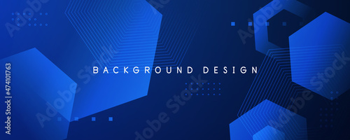 Blue gradient minimal vector background with dotted and hexagon shape. Abstract halftone textured backdrop for banners, presentations, business templates