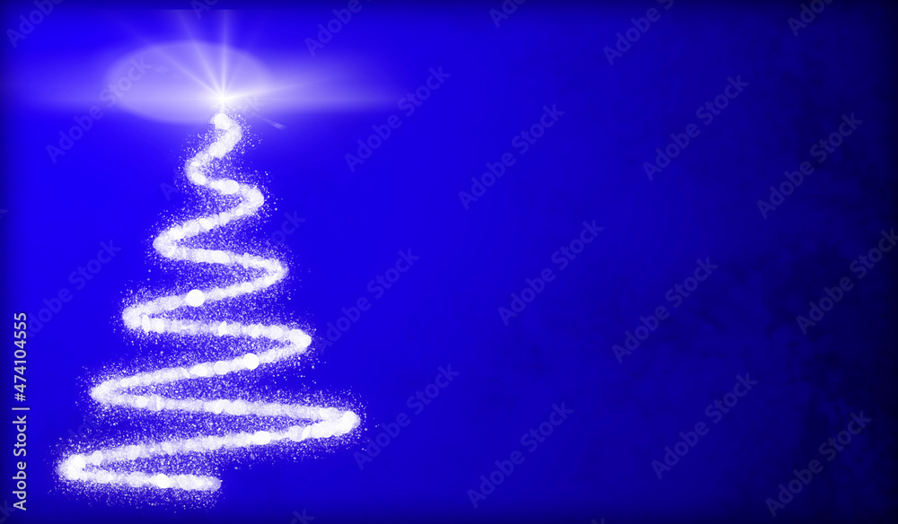 Tarjeta de navidad de fondo azul y árbol brillante. Tarjeta de navidad de fondo azul y árbol brillante.