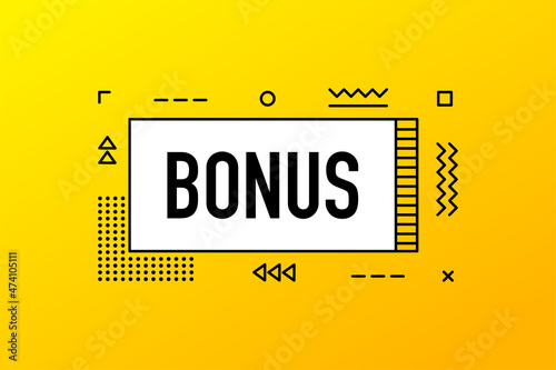 Bonus, geometry banner on yellow background. Vector illustration.