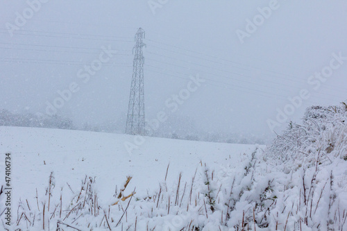 Red Weather Warning of Heavy Snow Fall and Blizzard Condiitions Can Cause Power Cuts - stock photo.jpg