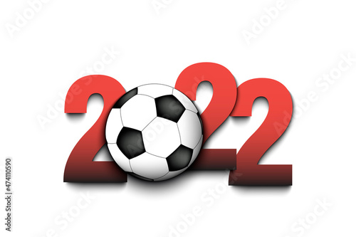 New Year numbers 2022 and soccer ball on an isolated background. Design pattern for greeting card, banner, poster. Vector illustration