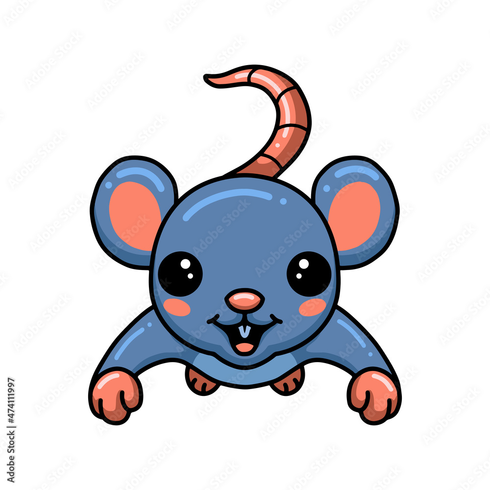 Fototapeta premium Cute little mouse cartoon jumping