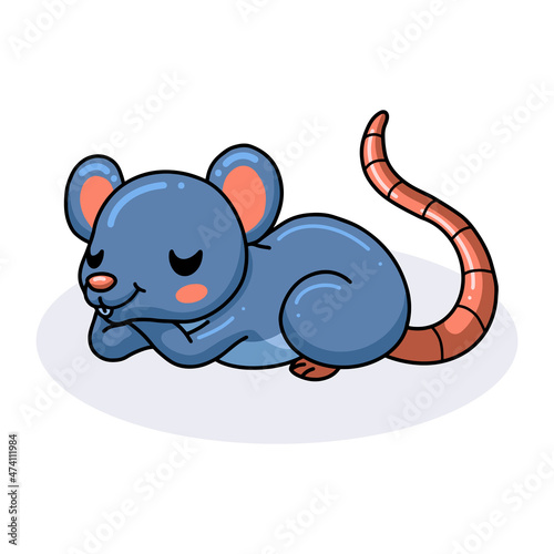 Cute little mouse cartoon sleeping