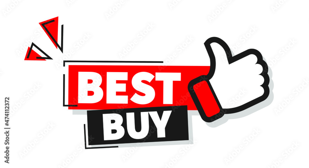 Red vector illustration banner best buy with thumbs up Red vector illustration banner best buy with thumbs up