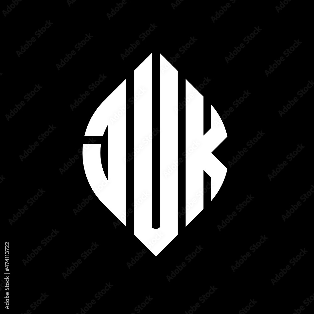 JUK circle letter logo design with circle and ellipse shape. JUK ellipse letters with