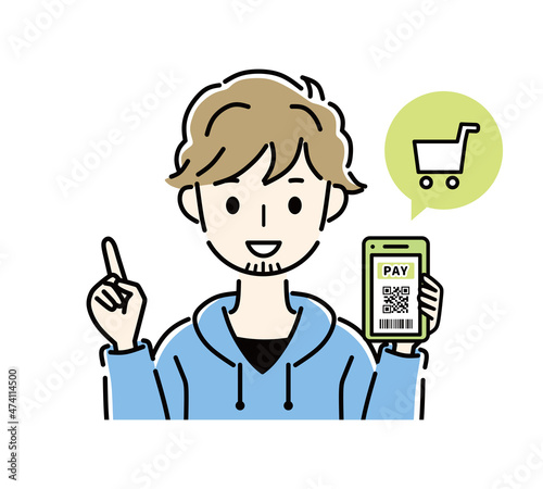 キャッシュレス　スマホ　男性