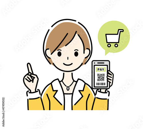 キャッシュレス　スマホ　女性