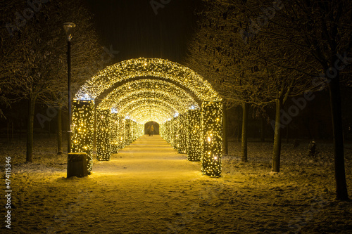 Glowing arch, christmas, new year. Celebration.